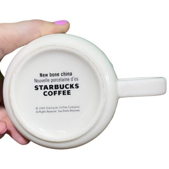Starbucks 2009 Coffee Bean Bone China Ceramic Mug Green/White‎ - Picture 4 of 4
